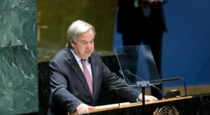 UN Photo/Evan Schneider Secretary-General António Guterres addresses the first plenary meeting of the 77th session of the United 