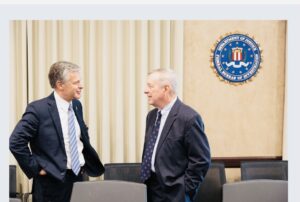FBI Director Christopher Wray met with U.S. Sen. Dick Durbin of Illinois during his August 8, 2023, visit to the FBI Springfield Field Office.